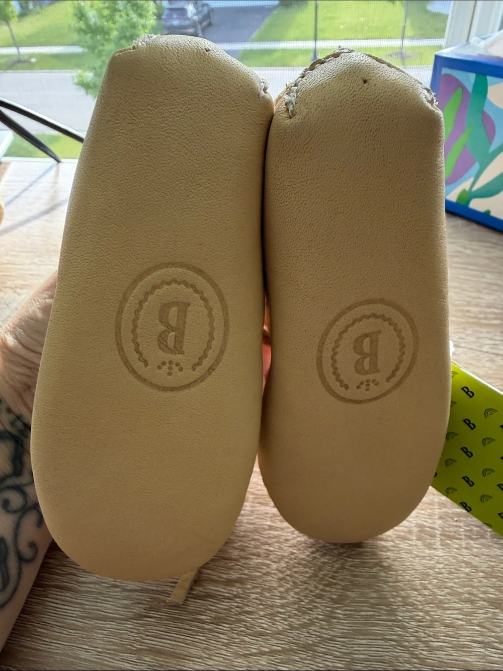 Kids Tan Bastien Moccasin Shoes with Bead Embellishments size 6